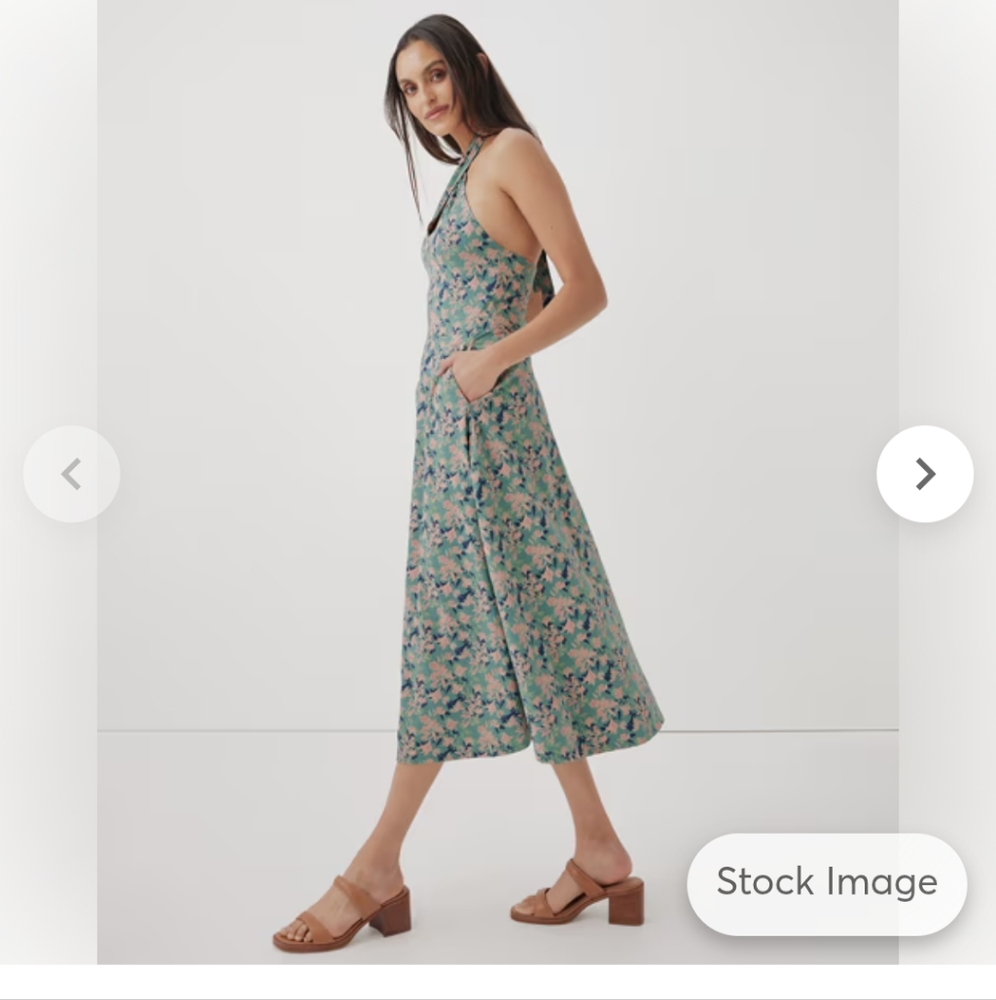 Pact Green Floral Midi Dress
